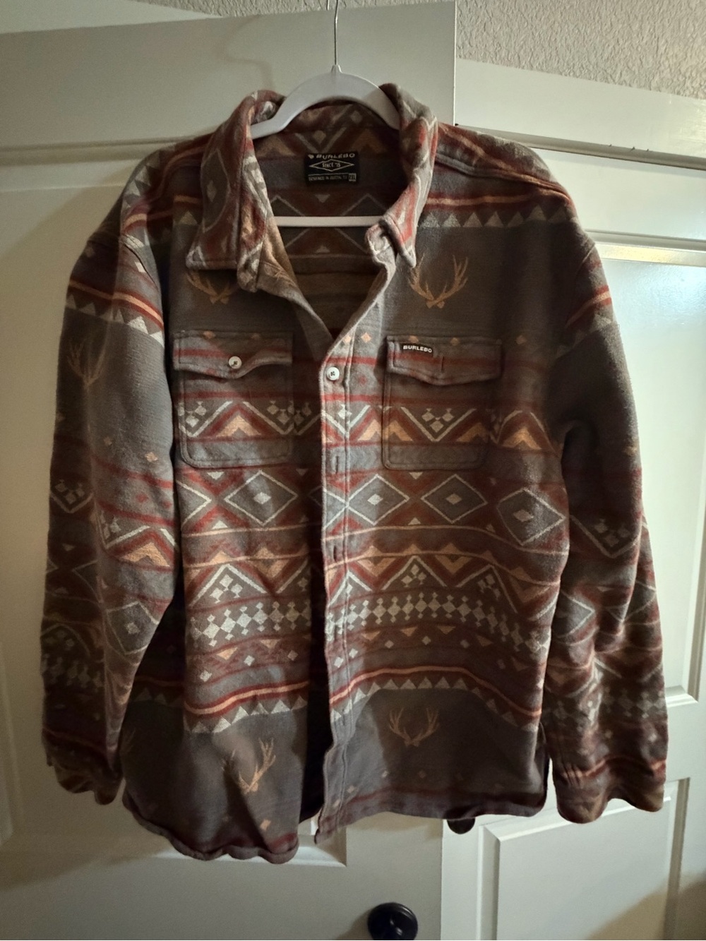 BURLEBO Brown & Rust Patterned Lightweight Shirt Jacket
